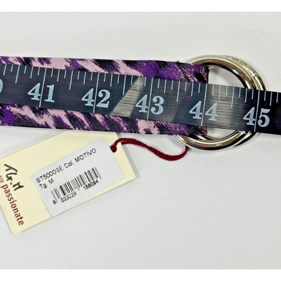 RODA Ribbon Belt Mens Unisex Medium Purple Black Abstract Animal Print D Ring - Picture 5 of 6